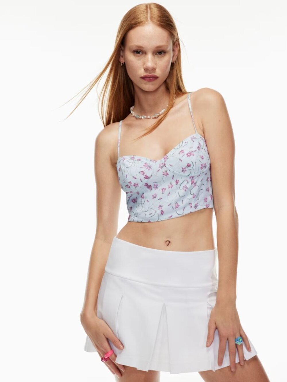 Aritzia SUNDAY BEST Bonnie Pink Crepe Cropped Bustier Cami Tank Top, Size M - Picture 11 of 15